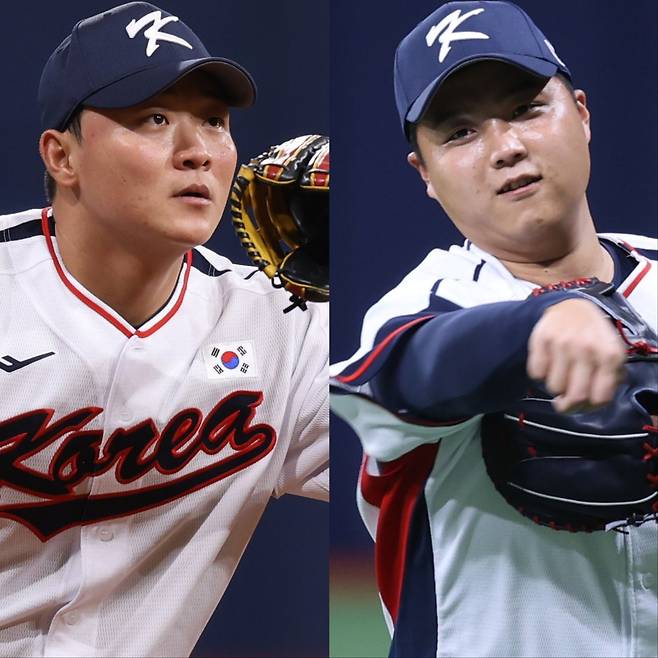 상무 이재원(왼쪽)과 한동희는 나란히 K-베이스볼 시리즈 대표팀에 뽑혔다. 둘은 올해 2군에서 보인 시너지 효과를 대표팀에서도 이어가려 한다. 사진제공｜KBO