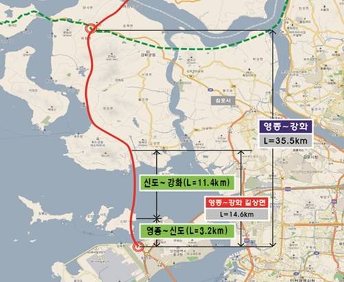 서해평화도로(영종~신도) 1단계 사업구간 위치도 [사진=인천시]