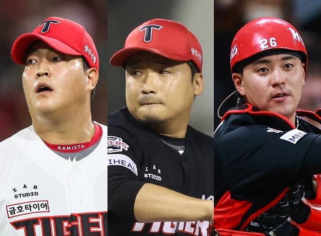 ▲ KIA타이거즈에서 이번 2026년 FA 자격을 얻는 선수들. 왼쪽부터 조상우, 이준영, 한승택 [KIA타이거즈]
