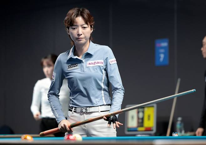 임정숙이 LPBA 32강에서 오수정을 꺾고 16강에 진출했다. 사진은 크라운해태에서 활약 중인 임정숙. /사진=프로당구협회(PBA) 제공