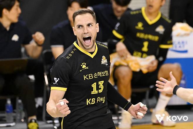 KB손해보험의 외국인 거포 비예나 [한국배구연맹 제공. 재판매 및 DB 금지]