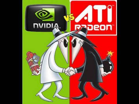 엔비디아와 ATI와의 경쟁 구도를 이미지화한 그림
