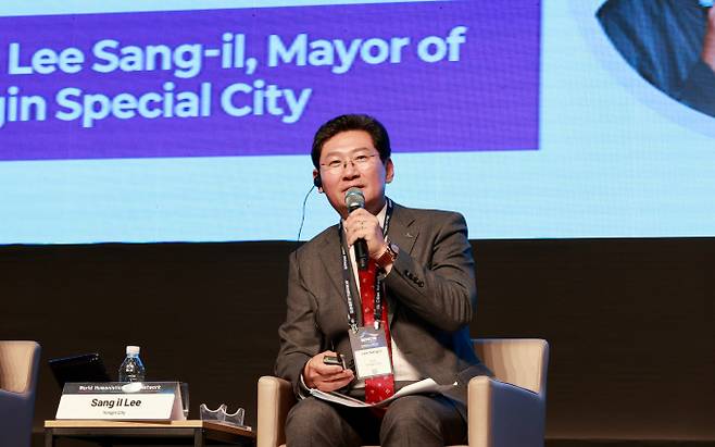 이상일 용인특례시장은 7일 '세계인문도시네트워크(WHCN)' 총회에 참석해 인문도시 용인의 정책을 소개했다. /사진제공=용인특례시
