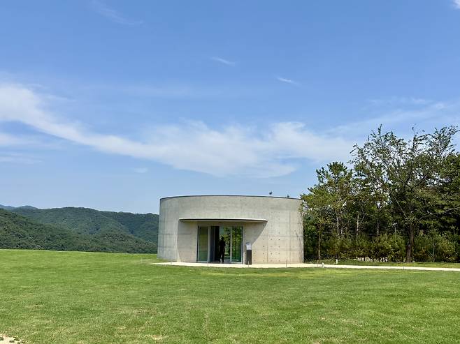 The entrance to Ground, a new permanent space made in collaboration with British sculptor Antony Gormley and Japanese architect Tadao Ando, at Museum SAN [LEE JIAN]