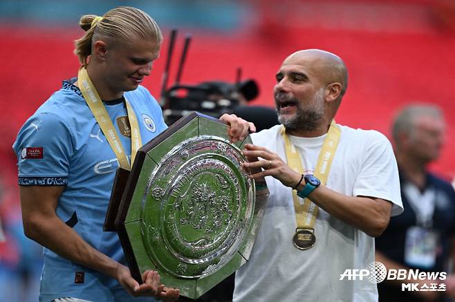 엘링 홀란드, 과르디올라 감독. 사진=AFPBBNews=News1