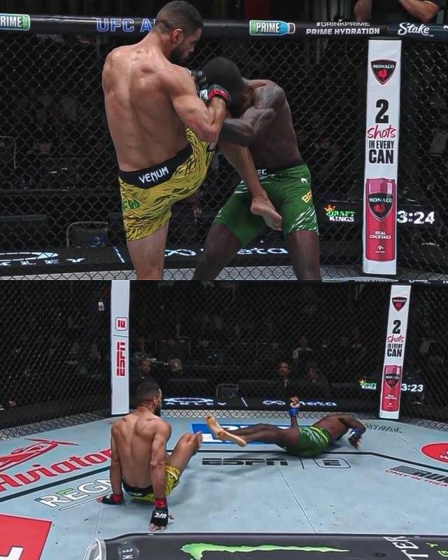 가브리엘 봉핌은 9일(한국시간) 미국 네바다주 라스베거스 UFC 에이펙스에서 열린 랜디 브라운과의 UFC 파이트 나이트 메인 이벤트에서 2라운드 니킥 TKO 승리했다. 사진=홈 오브 파이트 SNS