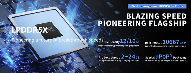 중국 창신메모리(CXMT)가 자사 홈페이지를 통해 LPDDR5X 양산을 공식화했다. [CXMT 홈페이지 캡처]