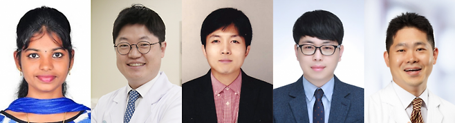 연구팀(왼쪽부터 Priya Ranganathan, 한승훈, 김인걸, 남승윤, 정은재). 국립부경대 제공