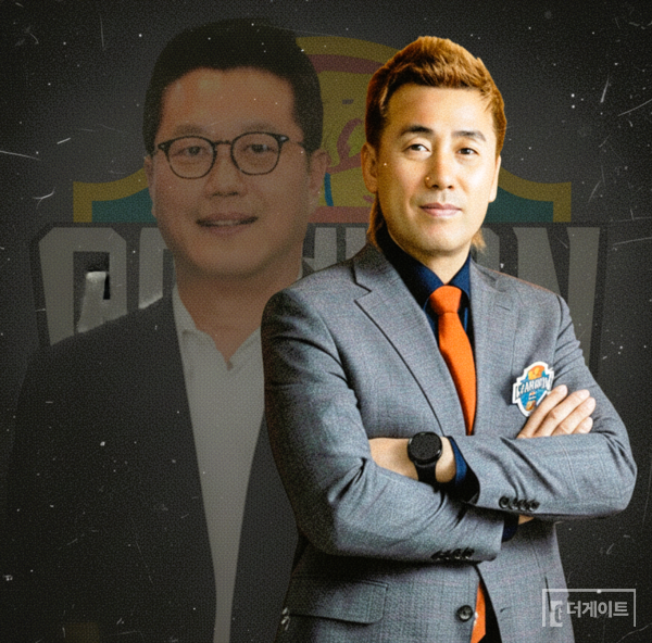 (왼쪽부터) 박한동 대학축구연맹 회장과 김병지 강원FC 대표. (사진=더게이트)