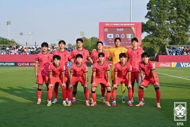 코트디부아르전에 선발 출전한 한국 U-17 대표팀 선수들. 사진=KFA
