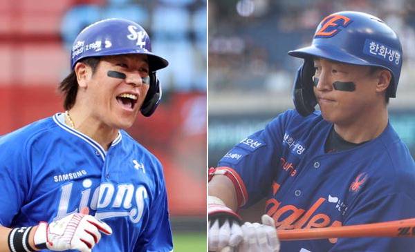 강민호(왼쪽), 손아섭