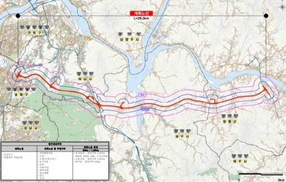 서울~양평 고속도로 노선도. 양평군 제공