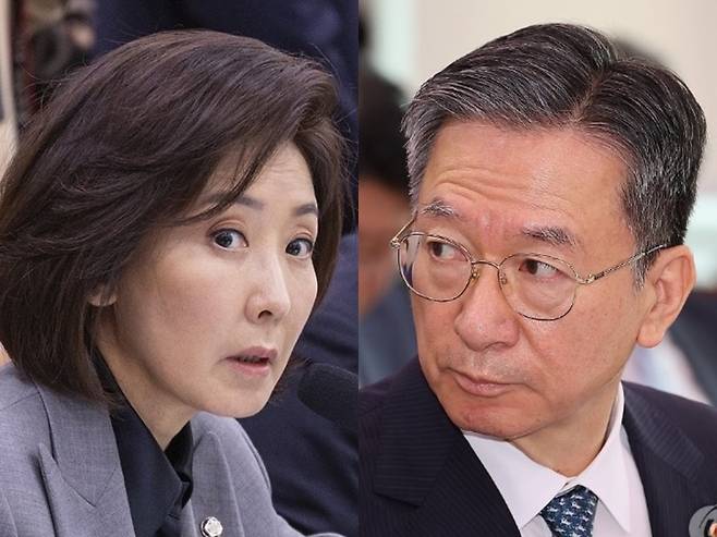 나경원 국민의힘 의원(왼쪽)과 정성호 법무부 장관 / 사진=연합뉴스