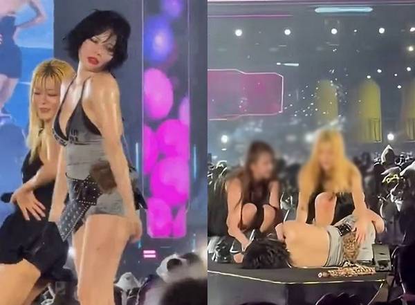 가수 현아가 마카오 워터밤에서 공연 도중 실신해 우려의 목소리가 나오는 가운데 일각에서 선 넘는 조롱이 이어져 눈살을 찌푸리게 한다. 사진은 마카오에서 워터밤 공연 중 실신한 가수 현아 모습. /사진=온라인커뮤니티