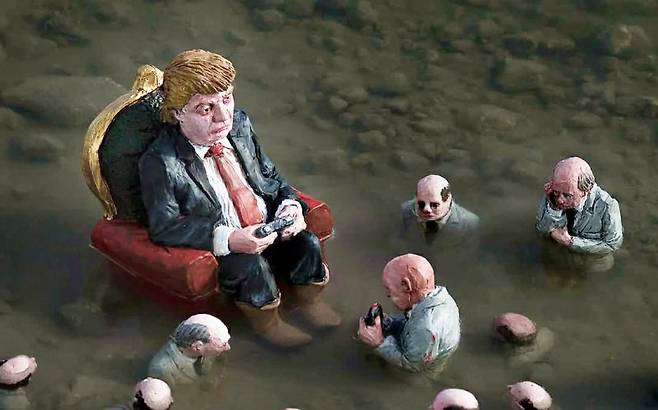설치 작품 '지구 온난화에 대해 논의하는 정치인들(Politicians discussing global warming)'.뉴스1
