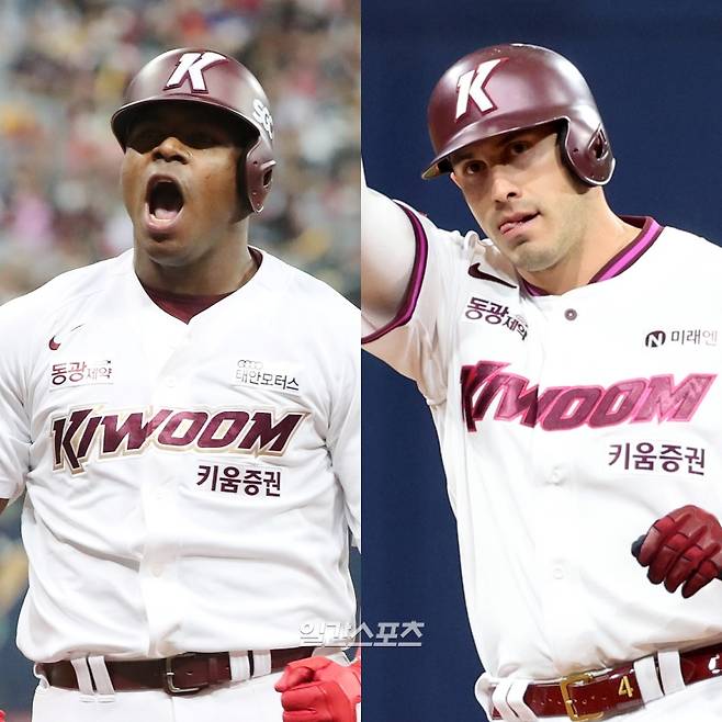 2025시즌 키움의 개막전 외국인 타자였던 푸이그(왼쪽)와 카디네스. 키움은 외국인 투수 2명이 아닌 외국인 타자 2명 전략을 선택했으나 기대했던 효과를 얻지 못했다. IS 포토