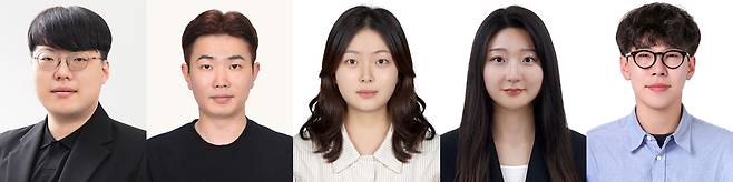 강동호(왼쪽부터) GIST 반도체공학과 교수, 장병철 경북대 전기공학부 교수, 윤혜진 GIST 학생, 박소은 연구원, 김영권 경북대 학생.[GIST 제공]