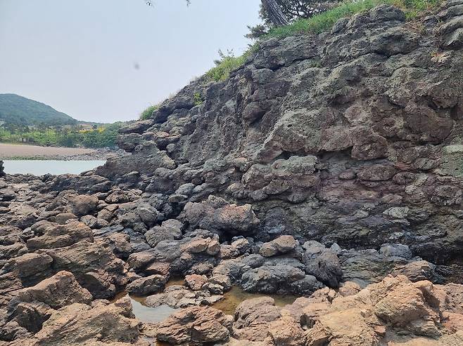 부안 도청리 솔섬 응회암 내 구상구조(국가유산청 제공)