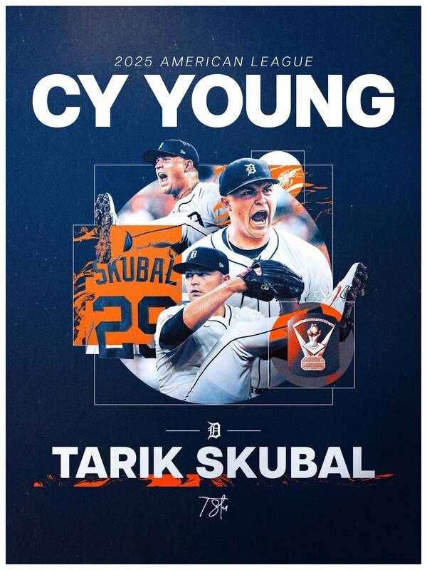 타릭 스쿠발이 2024시즌에 이어 2025시즌에도 MLB 사이영상을 받게 됐다. /사진=디트로이트 타이거즈