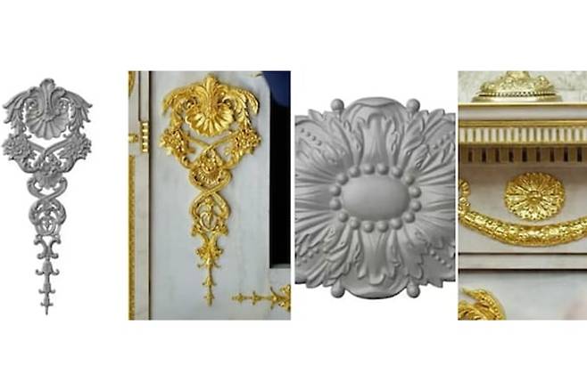 '홈디포'에서 파는 인테리어 제품과 백악관의 황금 장식 비교 모습. /X