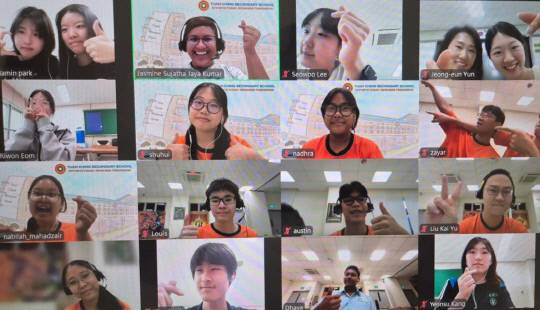 유성중과 해외 학교 학생들이 온라인 공동수업을 통해 영어로 소통하고 있다. 이들은 문화·환경·인권 등 다양한 주제를 함께 학습하며 글로벌 감수성과 협력적 의사소통 능력을 키워가고 있다.  대전교육청 제공