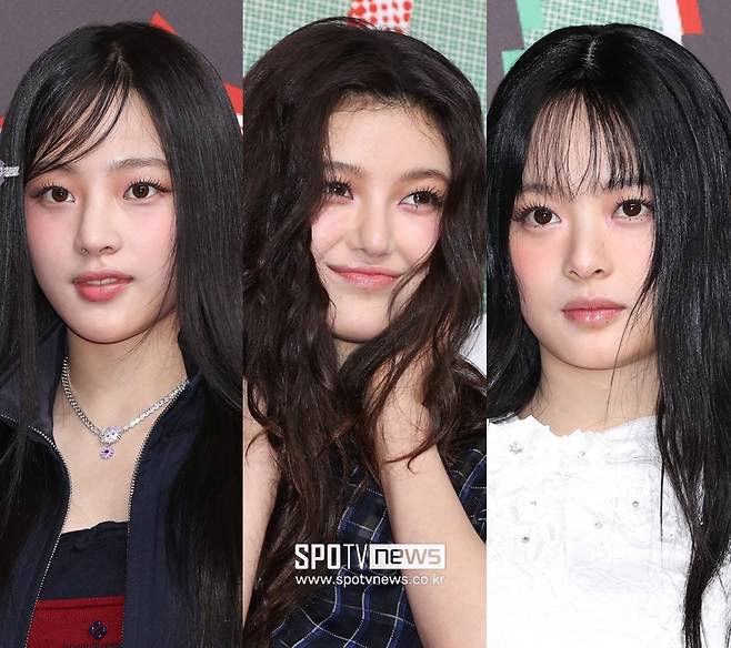 ▲ 왼쪽부터 뉴진스 민지 다니엘 하니. ⓒ곽혜미 기자
