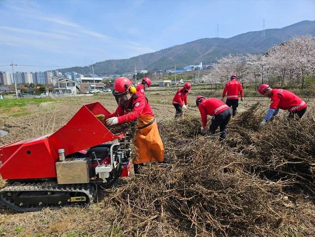 영농부산물 파쇄·수거·운반·처리반 운영. 산림청