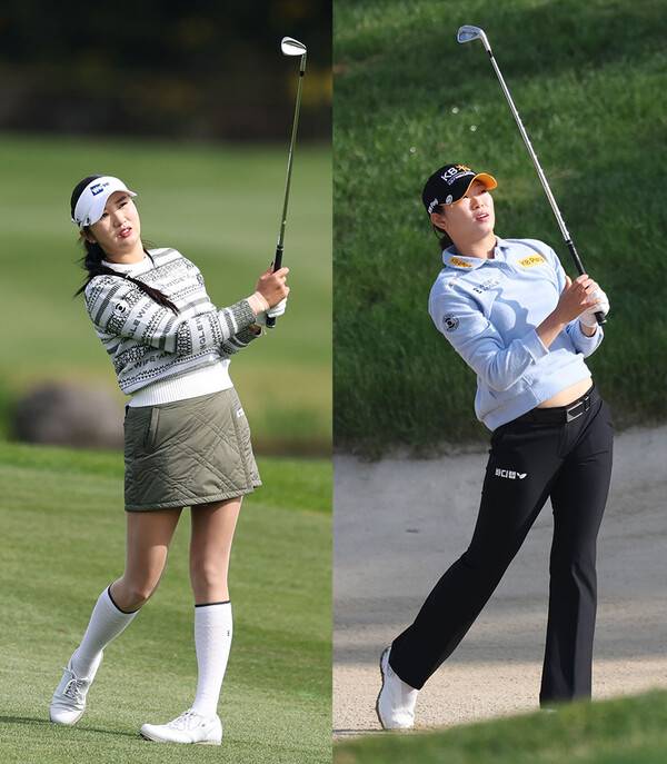 2025년 한국여자프로골프(KLPGA) 투어 이벤트 대회인 위믹스 챔피언십에 출전한 박혜준, 방신실 프로. 사진제공=KLPGA (사진을 무단으로 사용하지 마십시오.)