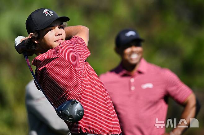 [올랜도=AP/뉴시스] '골프 황제' 타이거 우즈의 아들 찰리 우즈. 2024.12.22.