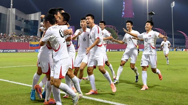 2025 FIFA U-17 월드컵 32강에서 베네수엘라를 꺾고 16강에 진출한 북한 U-17 대표팀. /사진=AFC 제공