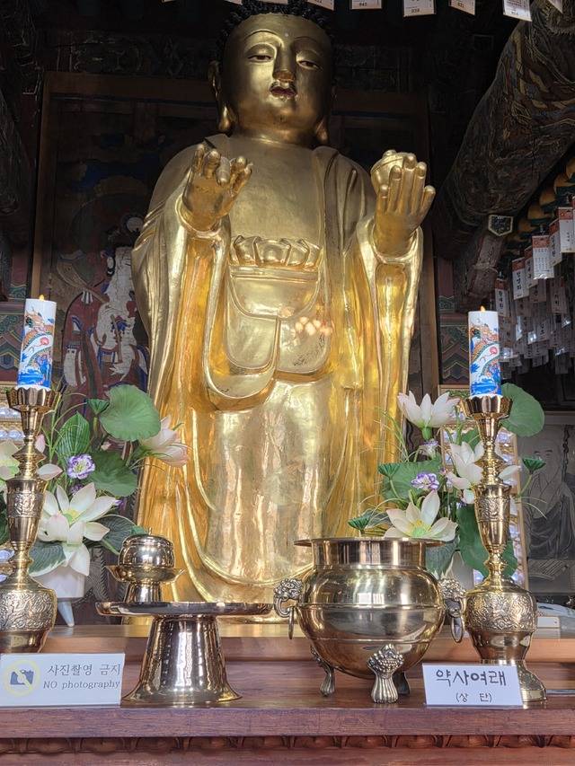 보물로 관리되고 있는 분황사 보광전의 약사여래입상.