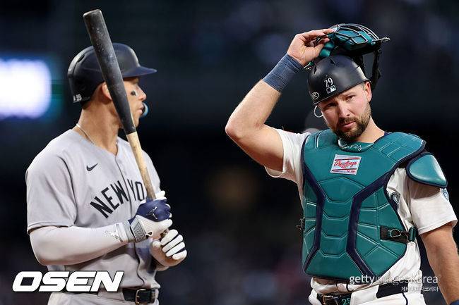 [사진] 뉴욕 양키스 애런 저지, 시애틀 칼 랄리. ⓒGettyimages(무단전재 및 재배포 금지)