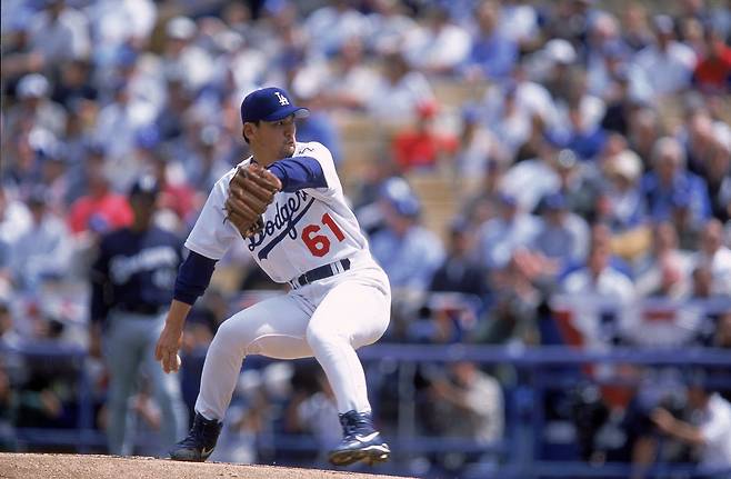 2001년 LA 다저스 시절 박찬호. 게티이미지