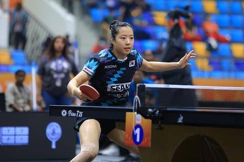 탁구 아시아선수권에 출전한 신유빈의 경기 장면 [대한탁구협회 제공. 재판매 및 DB 금지]