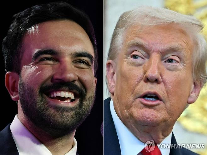 맘다니 뉴욕시장 당선인과 트럼프 미국 대통령 [AFP=연합뉴스 자료사진. 재판매 및 DB 금지]