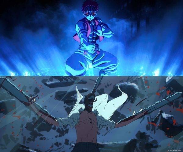 '극장판 귀멸의 칼날: 무한성편'(위), '극장판 체인소 맨: 레제편' 스틸 컷 / 사진= CJ ENM, 소니 픽쳐스