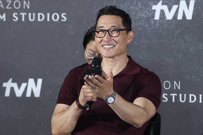 Actor Daniel Dae Kim speaks during a press conference for spy thriller ″Butterfly″ held in Yongsan District, central Seoul, on Aug. 21. [YONHAP]