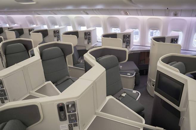 티웨이 B777-300ER 항공기의 비즈니스세이버석. /사진=티웨이항공