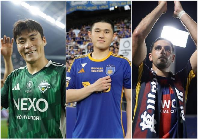 (왼쪽부터)박진섭, 이동경, 싸박. 사진=한국프로축구연맹