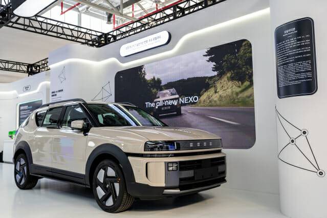 경주엑스포대공원 APEC 경제전시장 내 한류·첨단미래산업관에 전시된 '디 올 뉴 넥쏘'