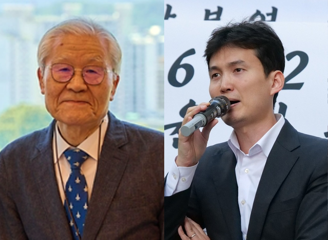 왼쪽부터 보수 원로논객으로 꼽히는 조갑제 조갑제닷컴 대표(전 월간조선 편집장), 호남 보수활동가 출신 박은식 국민의힘 전 비상대책위원.<대통령실 제공 사진·박은식 국민의힘 전 비상대책위원 페이스북 사진 갈무리>