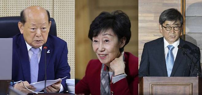 송두환·최영애·안경환(왼쪽부터) 전임 인권위원장. 윤운식 선임기자 yws@hani.co.kr, 한겨레 자료