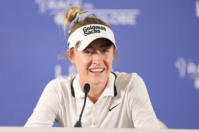 넬리 코르다가 LPGA 투어 시즌 최종전인 CME그룹 투어 챔피언십 개막을 앞두고 20일 기자회견을 하고 있다. 게티이미지코리아