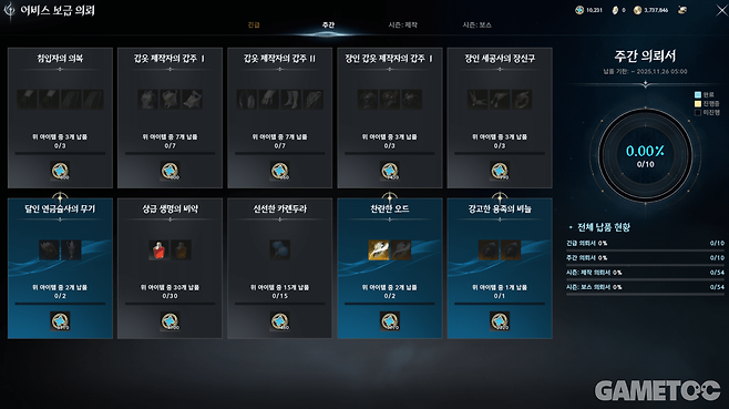 PVP 없이도 어비스 포인트를 수급할 수 있는 주간 보급 의뢰 (사진= 서동규)