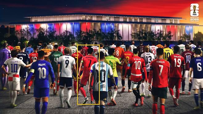 국제축구연맹(FIFA)이 공개한 2026 FIFA 북중미 월드컵 본선 조 추첨 홍보 포스터. 대한민국 축구 대표팀 주장 손흥민(노란색 네모)은 당당히 센터에 위치했다. /사진=FIFA SNS 캡처
