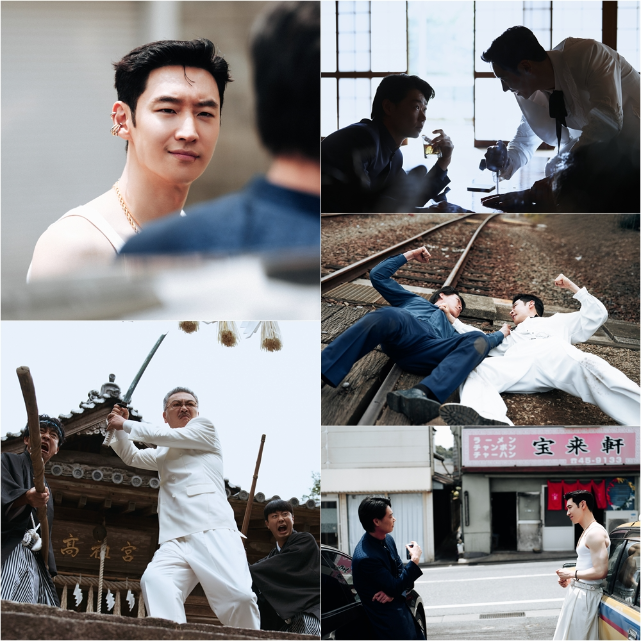 ‘모범택시3’의 이제훈, 김의성, 장혁진, 배유람이 청소년 인신매매 야쿠자들을 참교육 하기 위한 첫 번째 복수 대행 서비스에 나선다.사진=SBS 제공