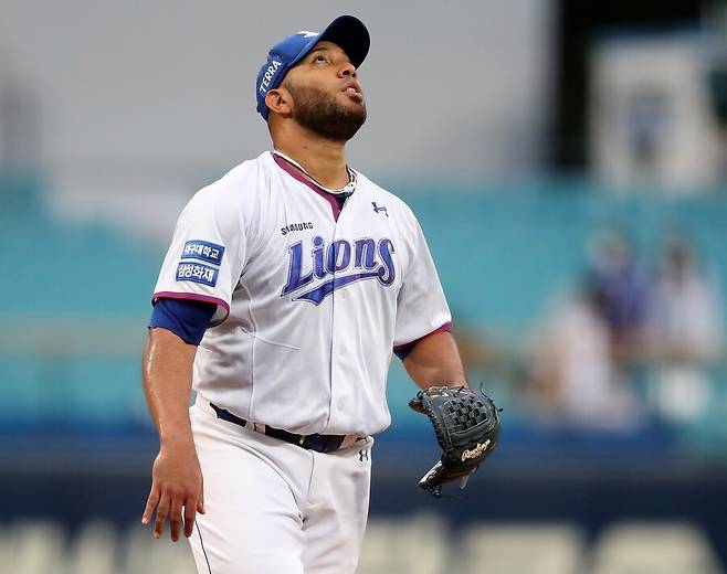 ▲ 삼성 시절 알버트 수아레즈. ⓒ 삼성 라이온즈