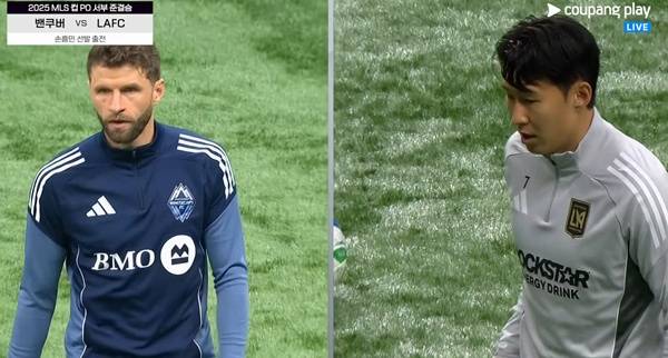 토마스 뮐러(왼쪽)·손흥민. ⓒ쿠팡플레이