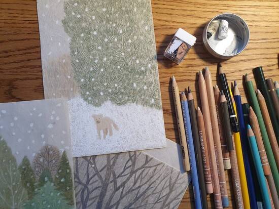 박정은씨가 그림 작업을 할 때 쓰는 도구들.