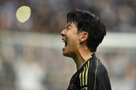 23일 밴쿠버와의 경기에서 골 넣고 기뻐하는 손흥민. 사진[Anne-Marie Sorvin-Imagn Images/로이터=연합뉴스]